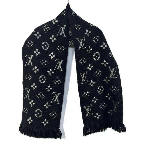 Louis Vuitton Accessories - LOUIS VUITTON Eschar Progo Mania Shine Black Silver - Scarf  483-032525